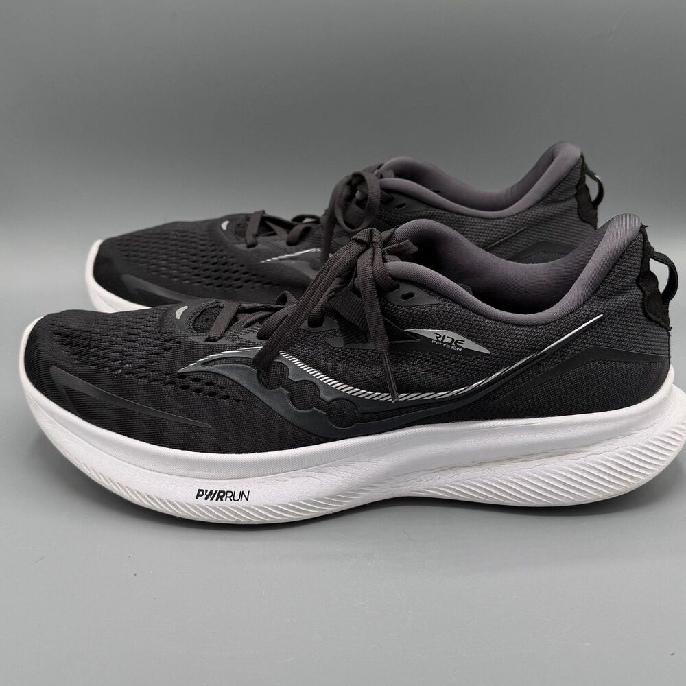 Saucony Men’s Ride 15 Running Sneakers Shoes Black White Size 10.5